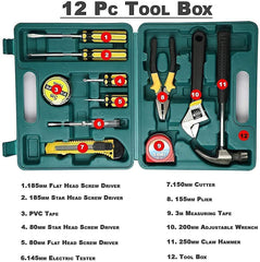 12-Piece Multi-Functional Car & Home Repair Tool Kit with Case