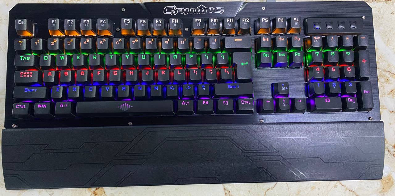 Black USB Mechanical Gaming Keyboard with LED Backlit, No Numlock