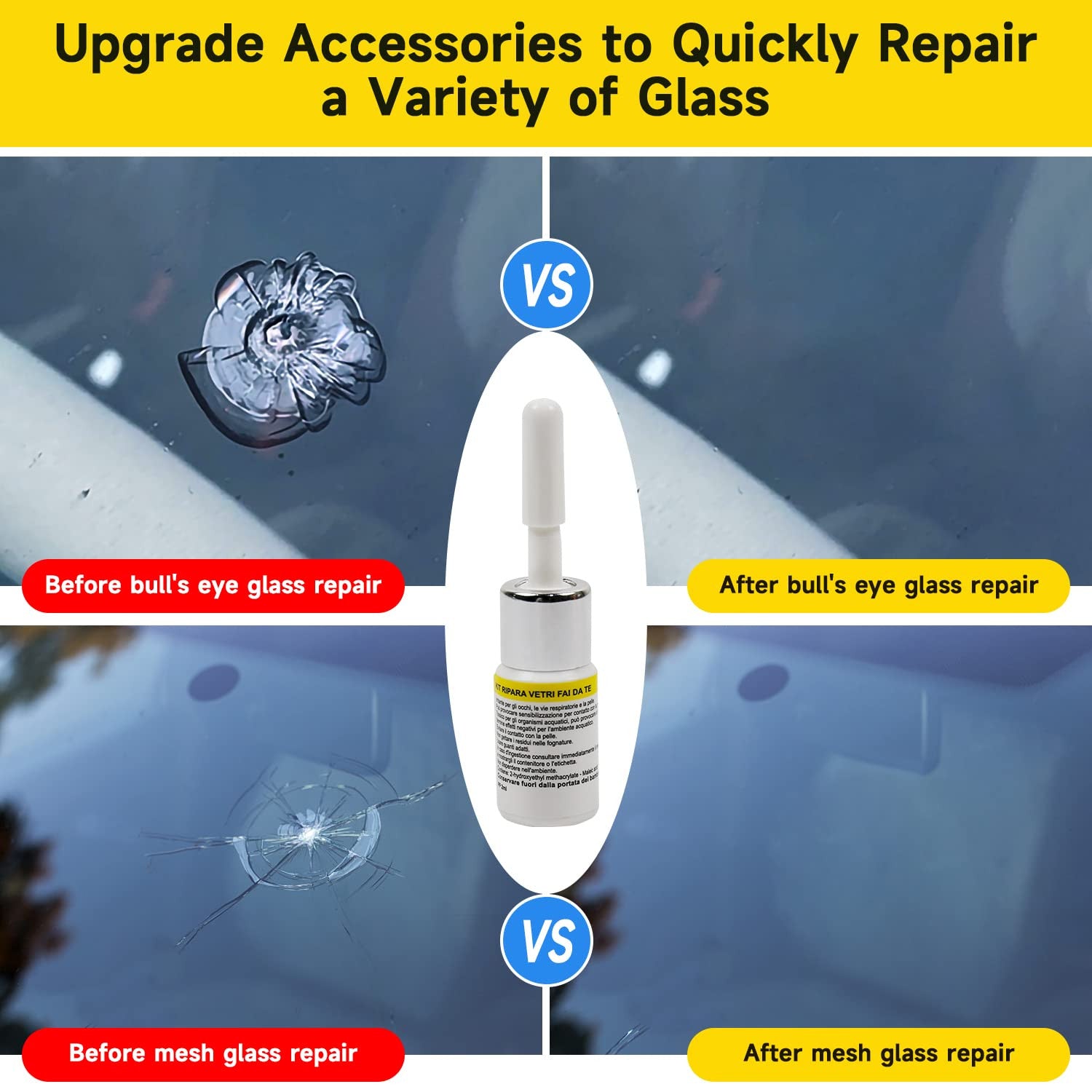 Quick Clear Windshield Repair Kit for Chips and Cracks