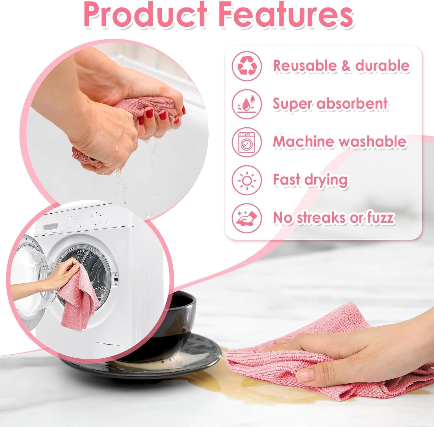 All-Purpose Microfiber Cleaning Cloths - Soft, Durable, Versatile Rags