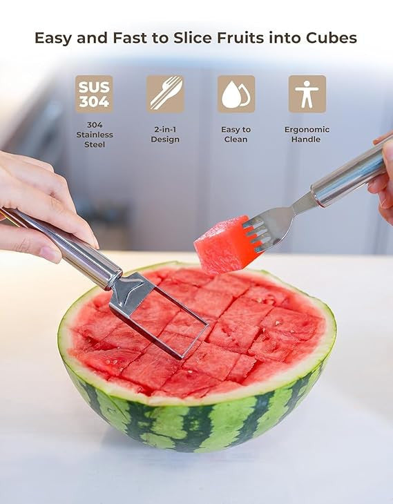 2-in-1 Watermelon Fork & Slicer Cutter Tool