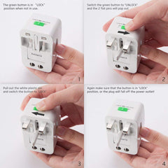 Universal Travel USB Adapter with Multi-Region Plug and Surge Protection