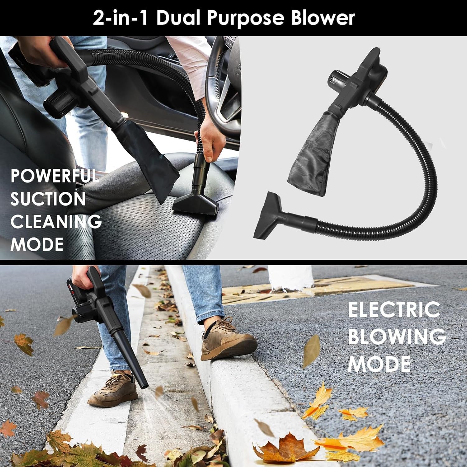 2-in-1 Electric Leaf Blower & Vacuum Cleaner for Yard Cleanup