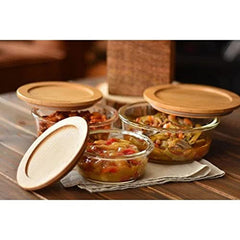 3-Piece Glass Food Storage Set with Wooden Lids