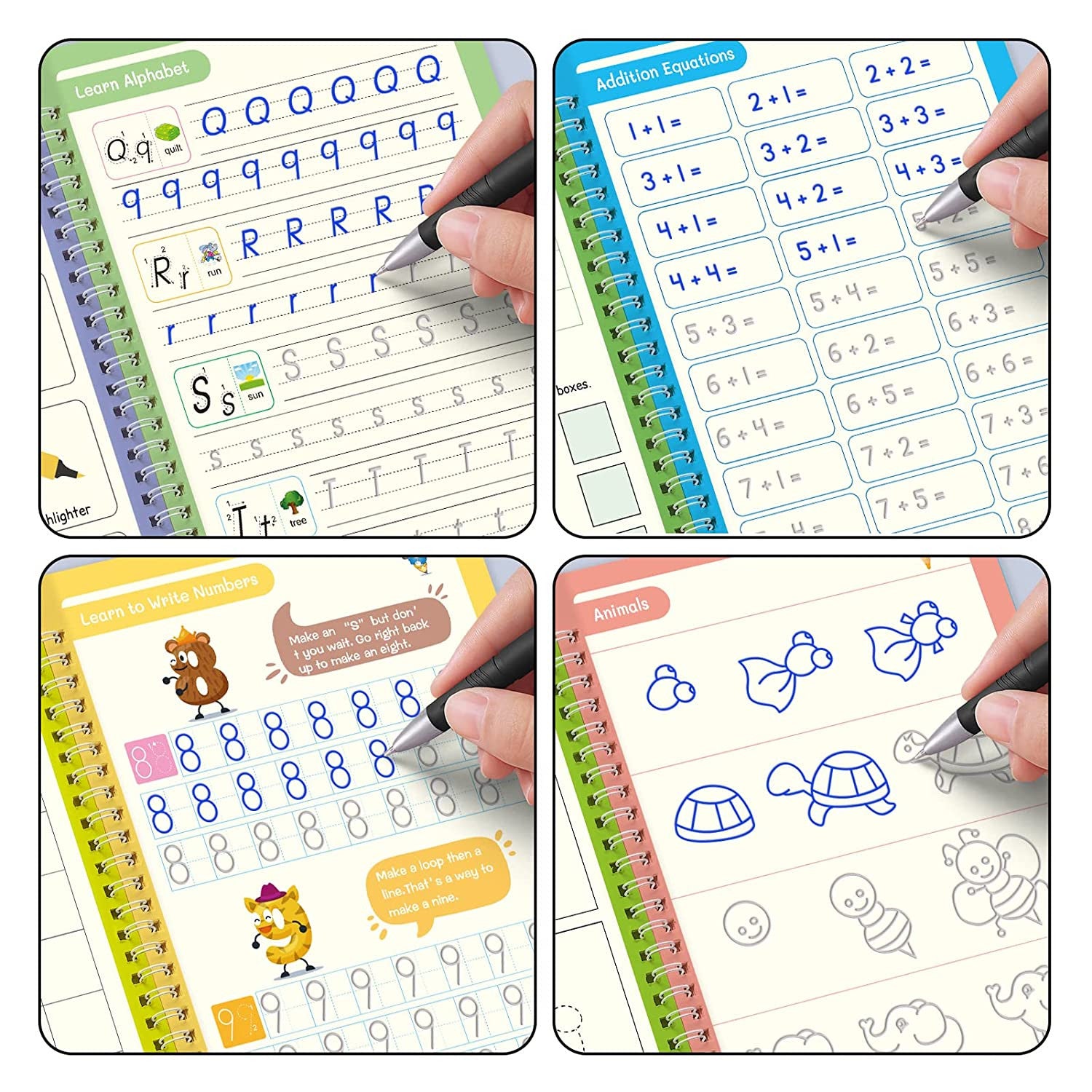 Magic Practice Copybook Set for Kids with Reusable Tracing Pages and Soft Pen Cover