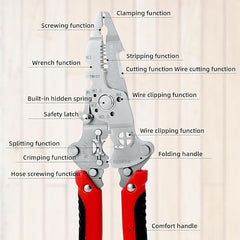 12-in-1 Foldable Stainless Steel Wire Stripper & Pliers