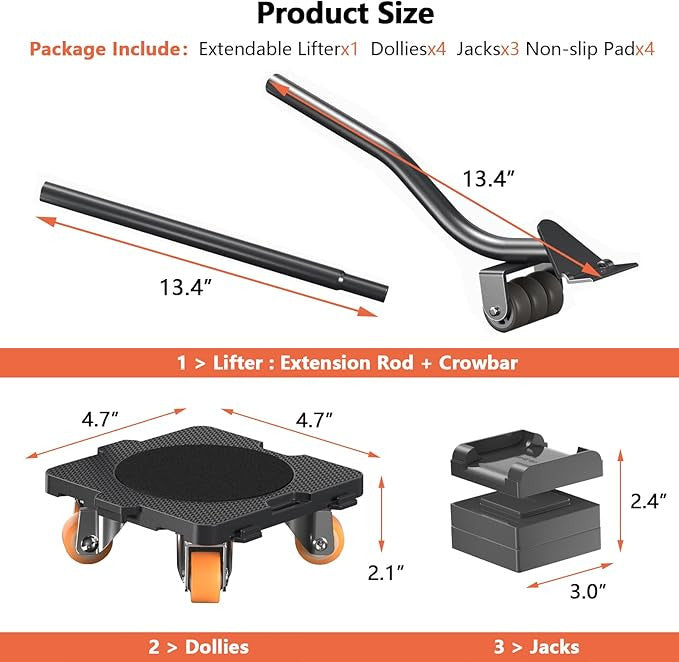 Heavy-Duty Rotating Furniture Lifter for Easy Moving on Wooden Floors