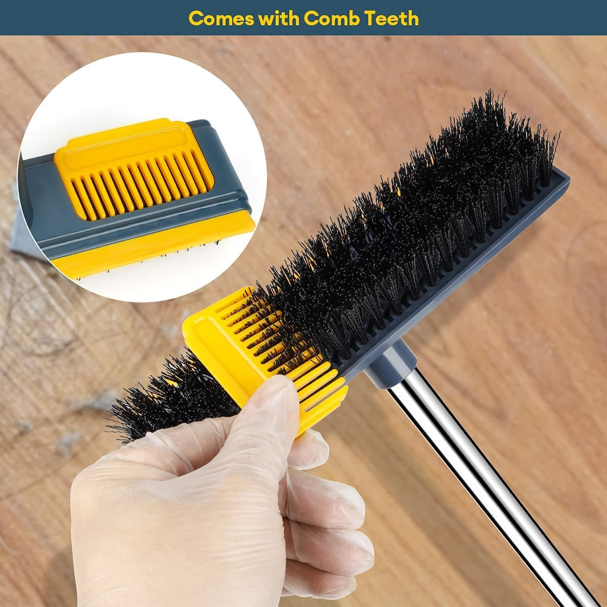 2-in-1 Floor & Tile Scrub Brush with Comb for Bathroom & Kitchen