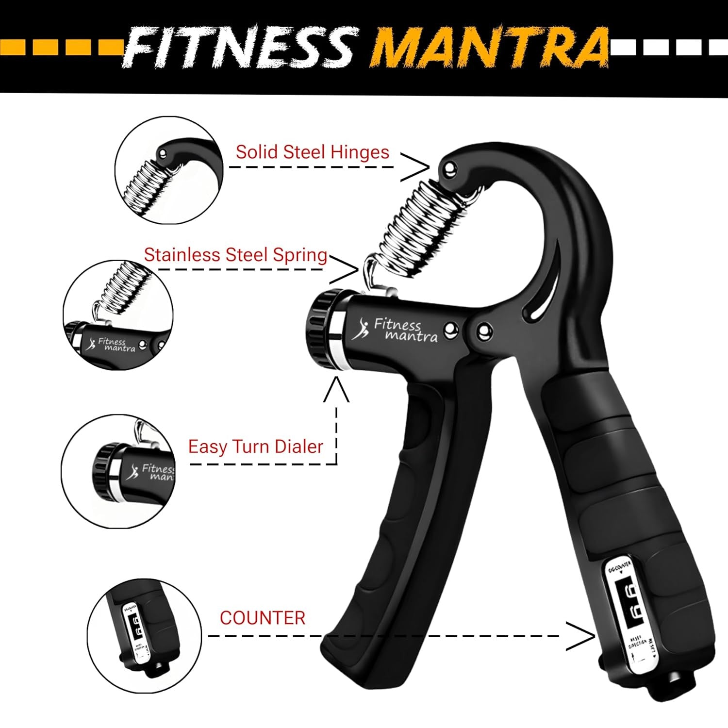 Adjustable Hand Grip Strengthener with Electronic Counter for Hand Exercise
