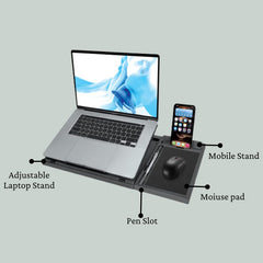 Adjustable Laptop Stand with Detachable Mouse Pad & Pen Slot