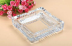 Big Crystal Glass Square Ash Tray for Cigar, Bar, and Home Decor