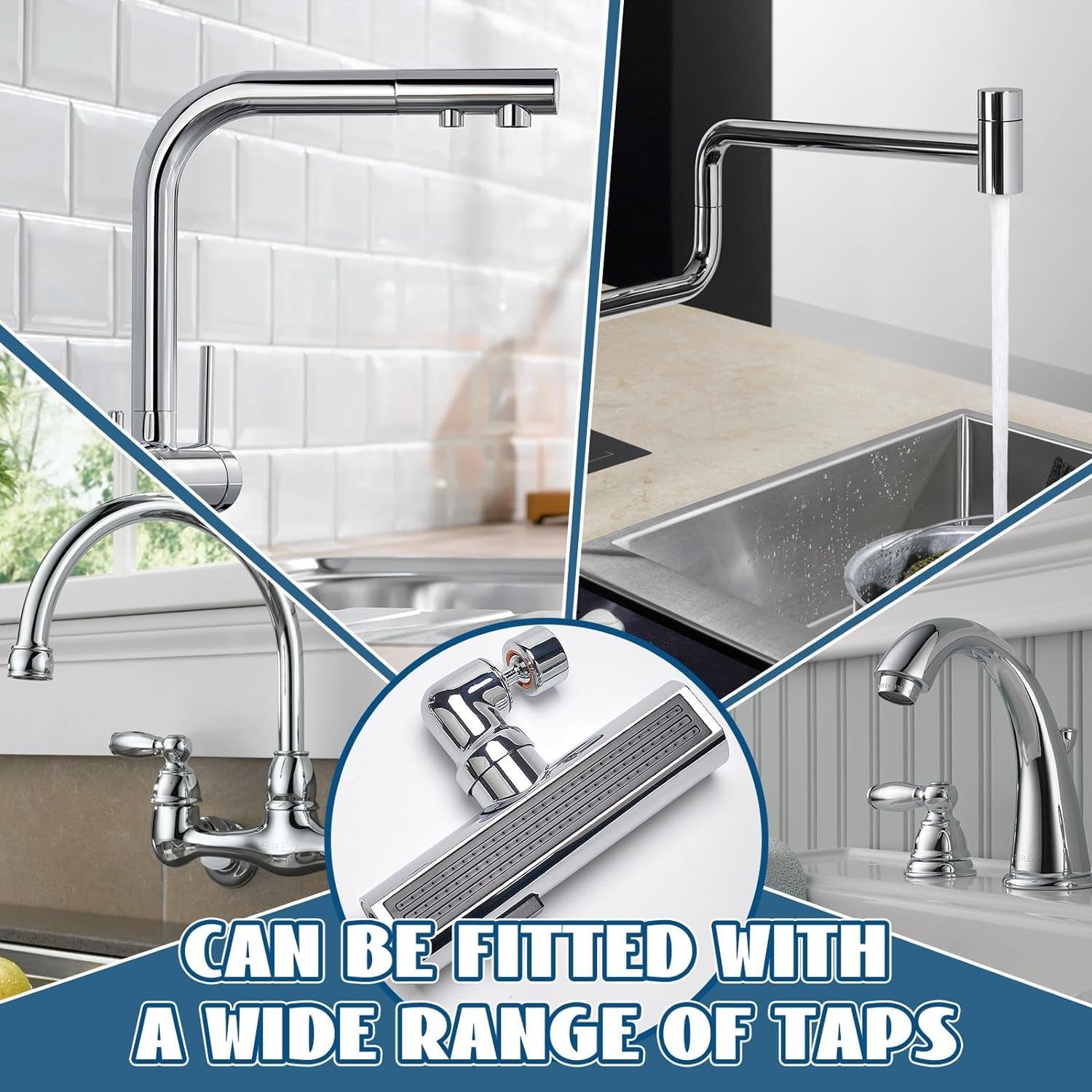 4-Mode Swivel Waterfall Kitchen Faucet with Splash-Proof & Shower Function
