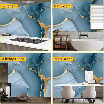 Blue UV Marble Foil Sheets - Ta-081, Elegant Marble Design