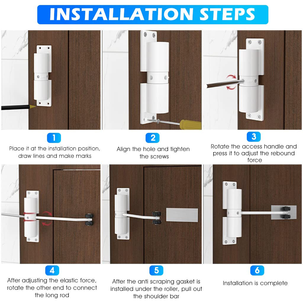 Smart Adjustable Mini Door Closer with Sensor & Easy Install