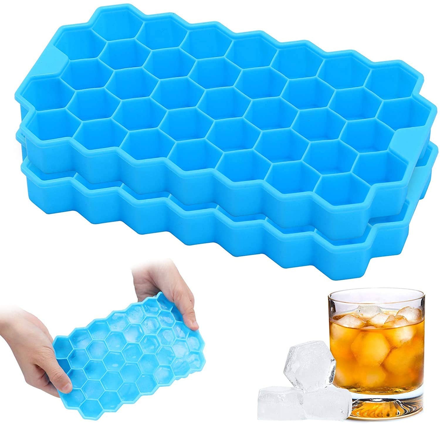 Honeycomb Silicone Ice Cube Tray with 24 Cubes for Drinks