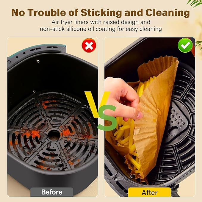 92-Pack Non-Stick Air Fryer Paper Sheets for Easy Baking