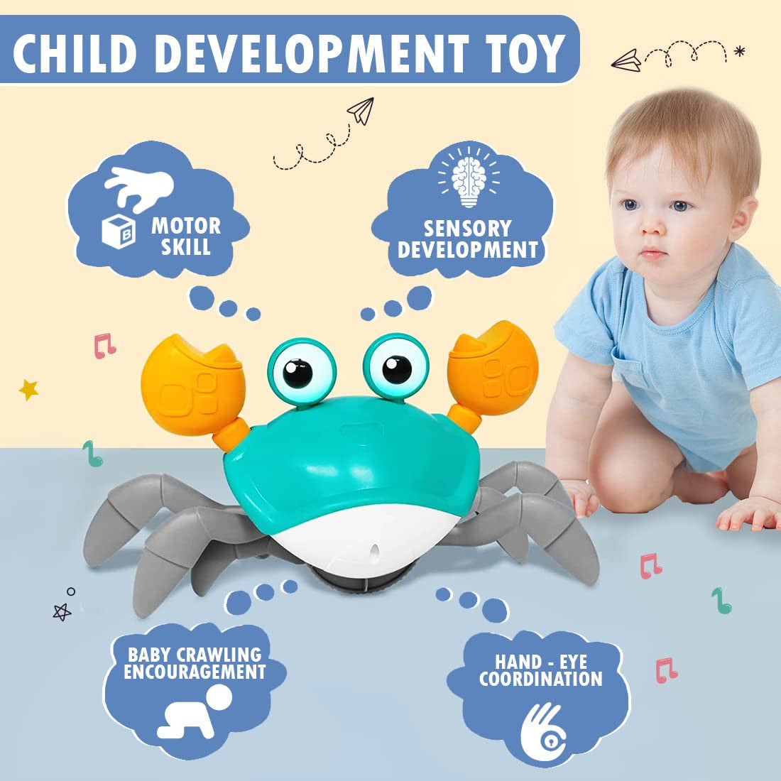 Cute Crawling Crab Toy for Babies - Dancing & Crawling Fun