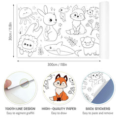 Drawing Roll with Sheets, Color Filling Stickers & Poster for DIY Art