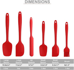 6-Piece Red Silicone Kitchen Spatula Set for Baking and Cooking
