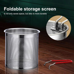 Stainless Steel Deep Frying Pot with Basket & Long Handle