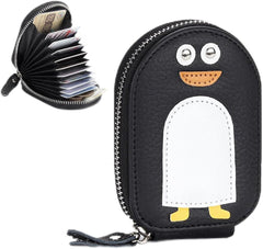 Leather Penguin Card Holder - Slim Mini Wallet for Cards
