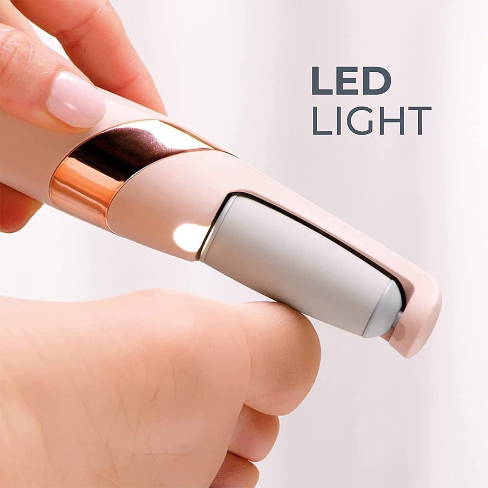 Cordless Electronic Pedicure Tool with 2 Replacement Rollers and LED Light