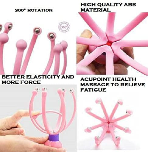 Octopus Head Scalp Massager with 8 Metal Ball Fingers for Stress Relief - 1 Pc