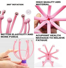 Octopus Head Scalp Massager with 8 Metal Ball Fingers for Stress Relief - 1 Pc