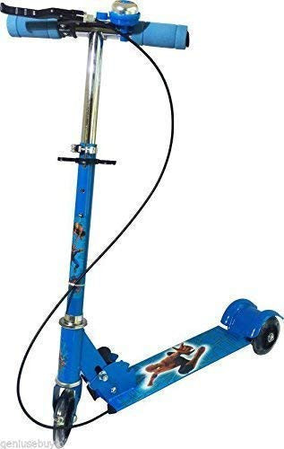 Kids Blue Foldable 3-Wheel Scooter with Lights and Adjustable Height