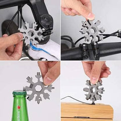 18-in-1 Snowflake Multi-Tool Keychain for Camping and Biking