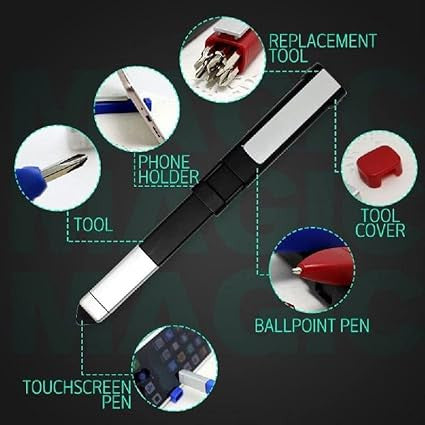 4-in-1 Tech Pen: Phone Holder, Stylus, Screwdriver & Laser
