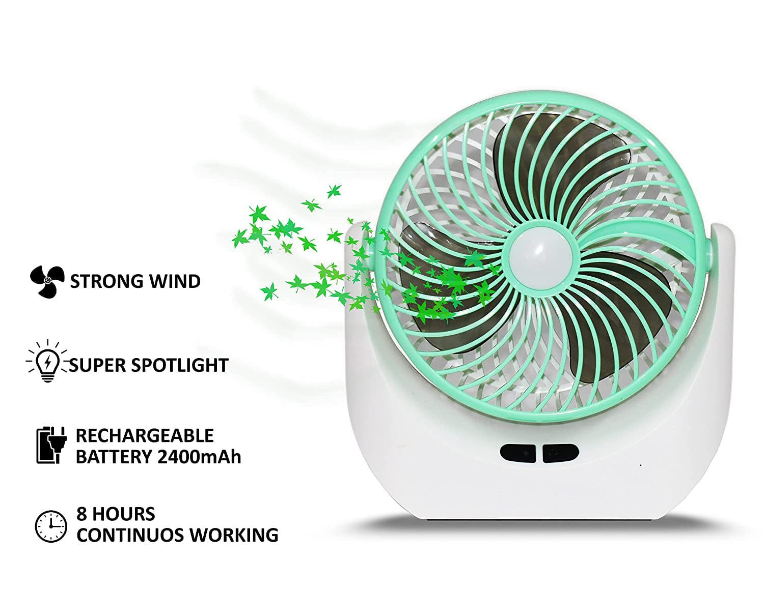 Jy Super Rechargeable LED Fan with Light, Portable Desk & Table Fan