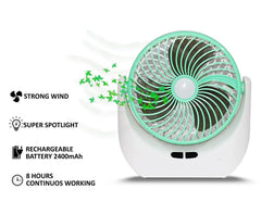 Jy Super Rechargeable LED Fan with Light, Portable Desk & Table Fan