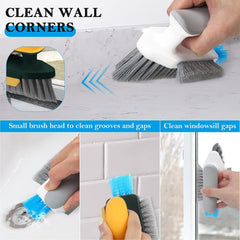 4-in-1 V-Shape Gap Cleaning Brush with Squeegee & Floor Scrubber