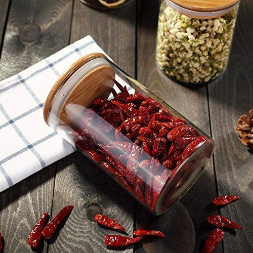 500ml Bamboo Lid Glass Food Storage Jar Set for Kitchen