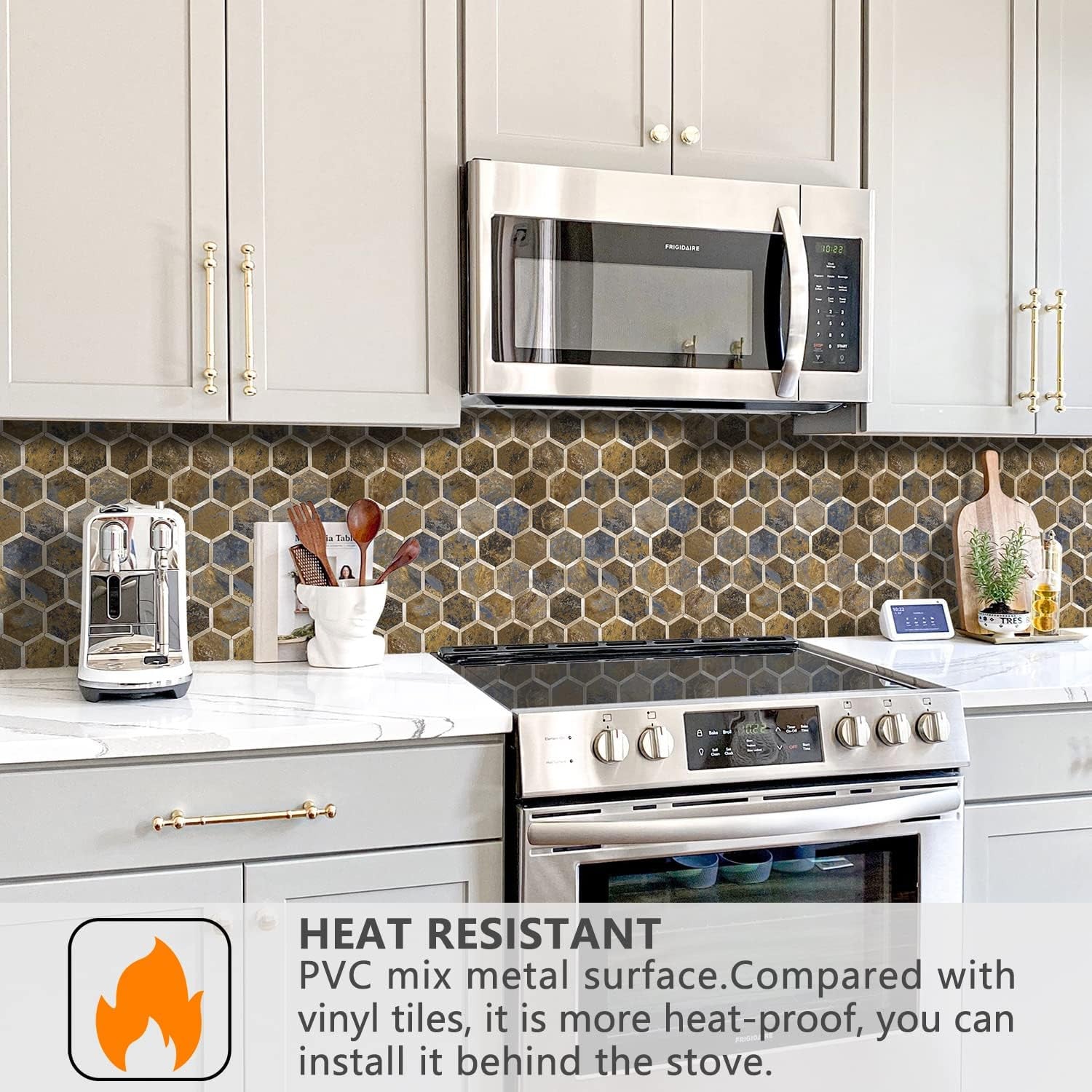 Hexagon Metal Tiles 3D Wall Paper - Self-Adhesive, Waterproof, Modern