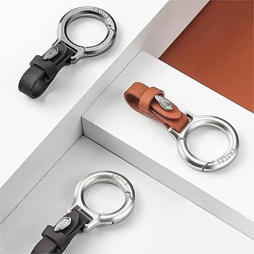 Vegan Leather Leaf Keychain with Belt Loop for Keys and Car