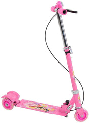 Kids Pink 3-Wheel Foldable Scooter with Brake, Bell & LED