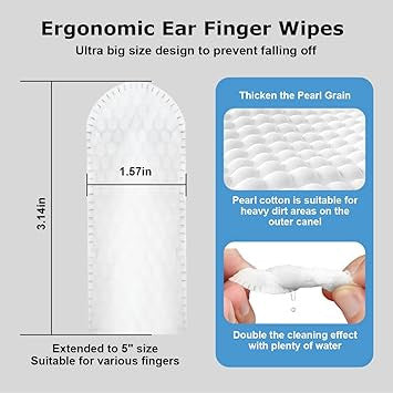 Dog & Pet Ear Cleaning Wipes - 50 Pack Finger Cover Wet Wipes