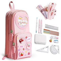 Cute Kawaii Pencil Case with Zipper, Stationery Organizer & Cartoon Design