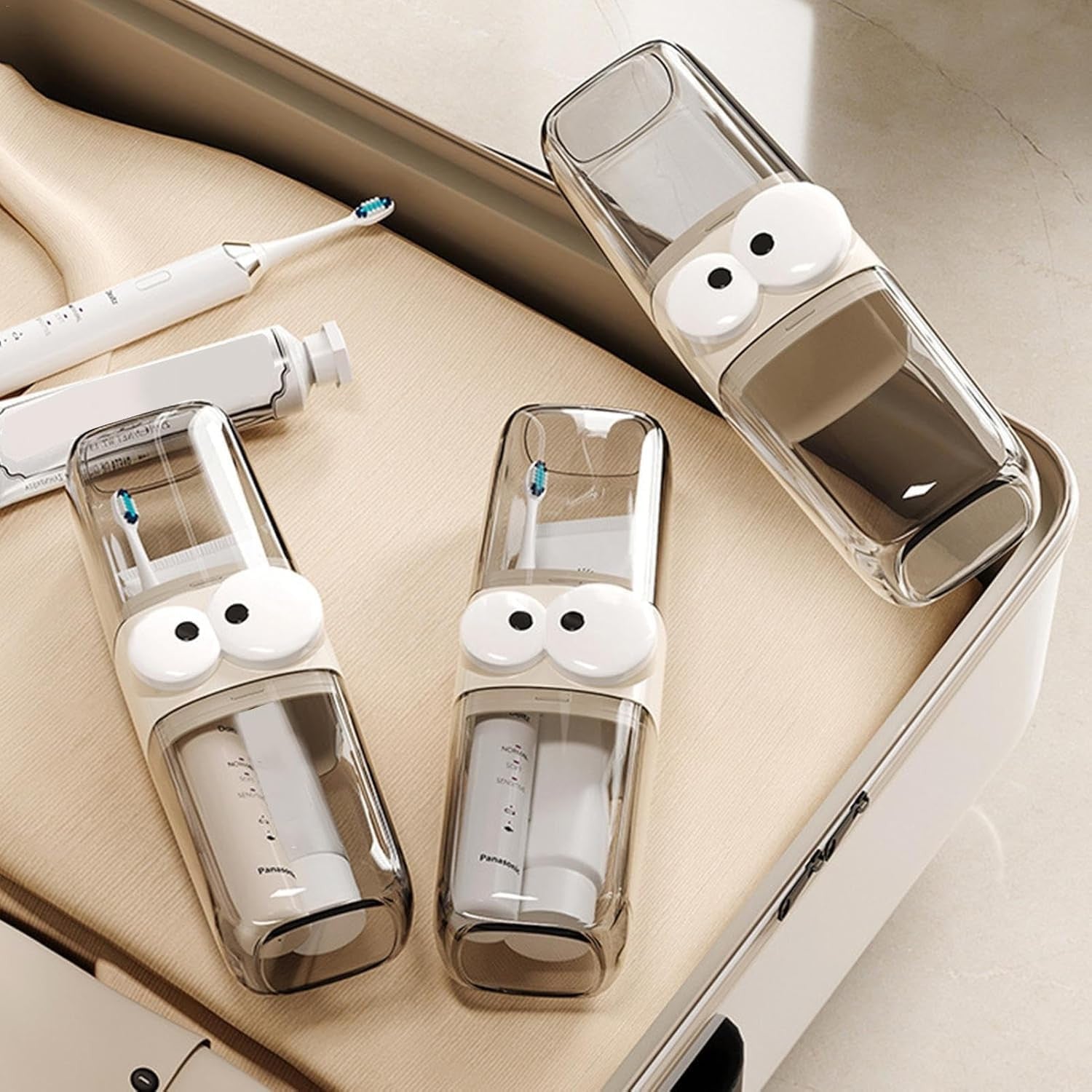 Cute Clear Travel Toothbrush Holder with Googly Eyes