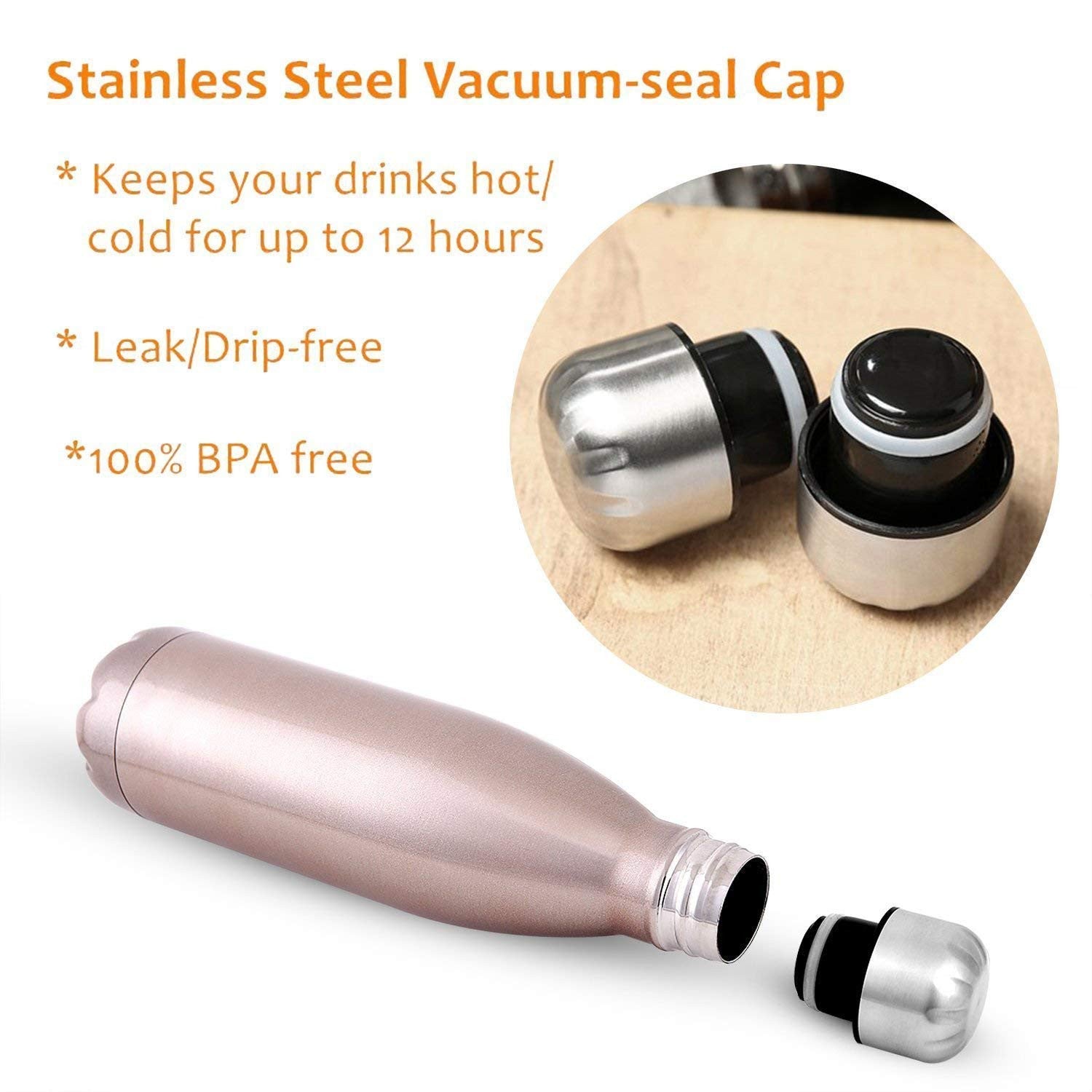 Stainless Steel 750ml Hot & Cold Water Bottle - Wine Color Thermoflask
