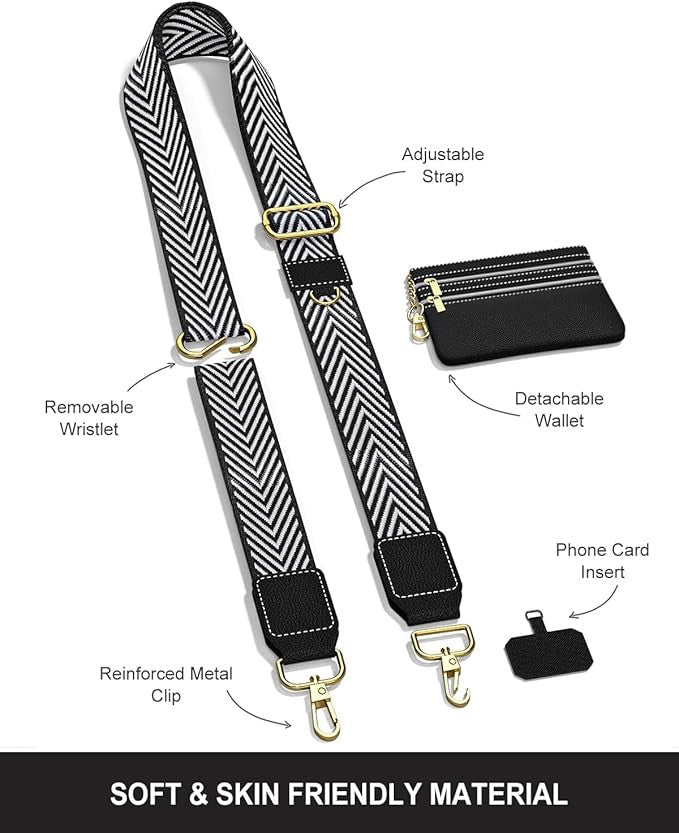 Adjustable Phone Strap with Zippered Wallet Pouch