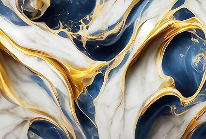 Dark Blue & Gold Marble Foil Wallpaper (TA-053)
