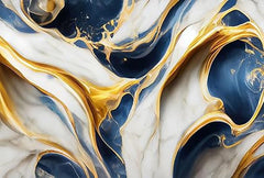 Dark Blue & Gold Marble Foil Wallpaper (TA-053)
