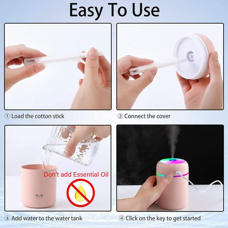 Colorful Mini Humidifier & Oil Diffuser for Cool, Fresh Air