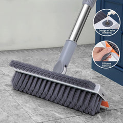 3-in-1 Orange Wiper & Bathroom Cleaning Brush with Rotating Head & Long Handle