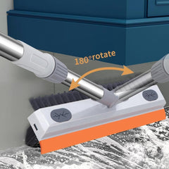 3-in-1 Orange Wiper & Bathroom Cleaning Brush with Rotating Head & Long Handle