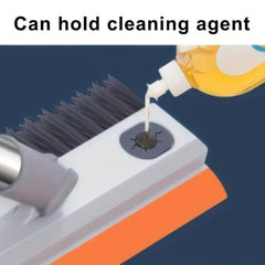 3-in-1 Orange Wiper & Bathroom Cleaning Brush with Rotating Head & Long Handle