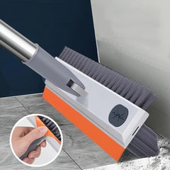 3-in-1 Orange Wiper & Bathroom Cleaning Brush with Rotating Head & Long Handle